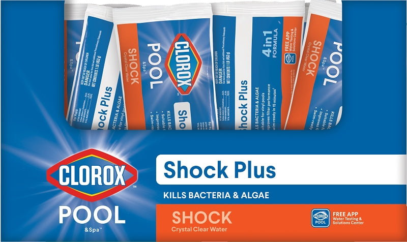 Clorox 32636CLX POOL & Spa Shock Plus Series Pool Chemical, 1 lb Bag, Solid, Chlorine, White, Pack of 36