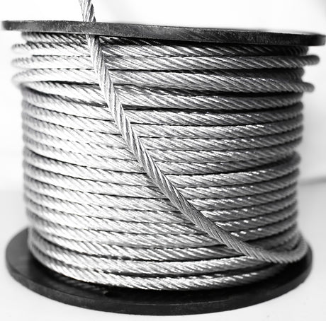 Baron 695938 Aircraft Cable, 1/4 in Dia, 250 ft L, 1400 lb Working Load, Galvanized