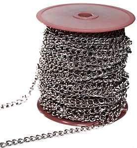 Baron 7209 Twist Link Chain, #90, 82 ft L, 9 lb Working Load, Nickel