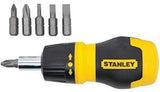 STANLEY 66-358 Ratcheting Screwdriver, 5-in-1 Drive, 4-1/2 in OAL, Rubber Handle, Ergonomic Handle