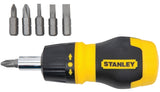 STANLEY 66-358 Ratcheting Screwdriver, 5-in-1 Drive, 4-1/2 in OAL, Rubber Handle, Ergonomic Handle