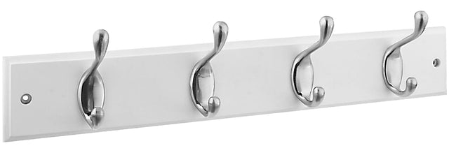 National Hardware DPV8170 Series S813-030 Hook Rail, Wall Mounting, 18 in L x 5/8 in W x 2-3/4 in H Dimensions, White