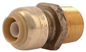 SharkBite U118LFA Pipe Connector, 3/8 x 1/2 in, MNPT, Brass, 200 psi Pressure