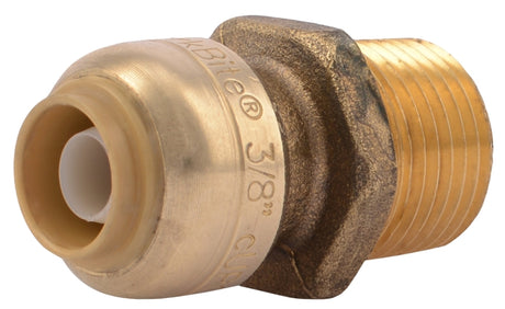 SharkBite U118LFA Pipe Connector, 3/8 x 1/2 in, MNPT, Brass, 200 psi Pressure