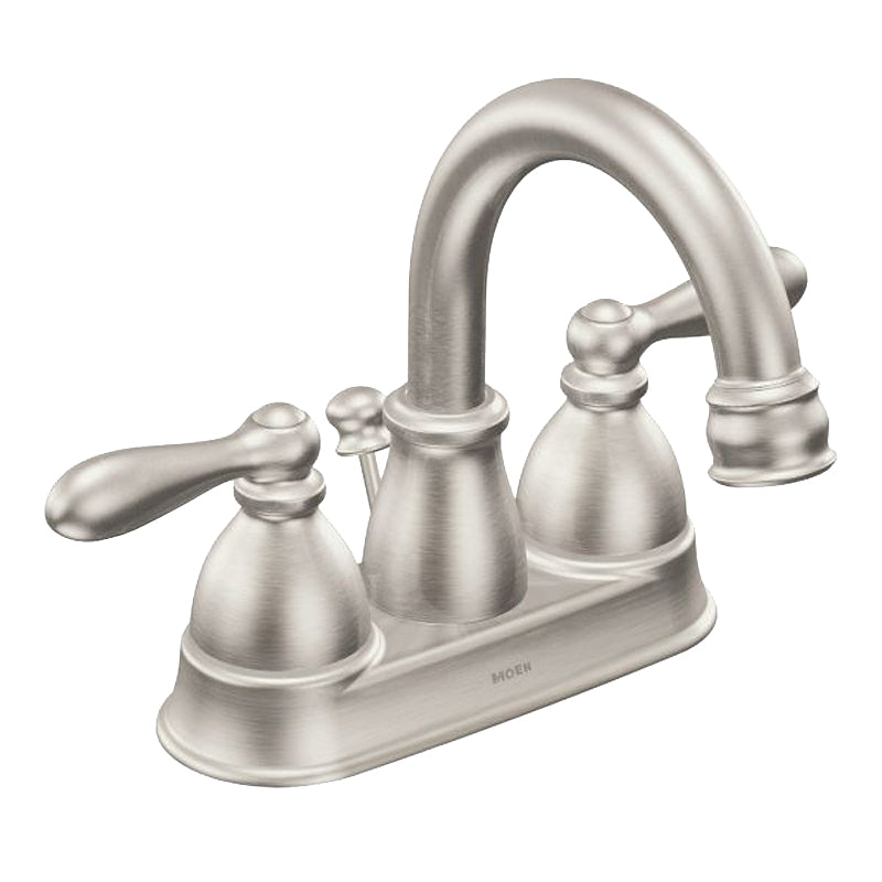 Moen WS84667SRN Bathroom Faucet, 1.2 gpm, 2-Faucet Handle, Metal, Brushed Nickel, Lever Handle, High Arc Spout