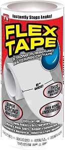 Flex Tape TFSWHTR0805 Tape, 5 ft L, 8 in W, Rubber Backing