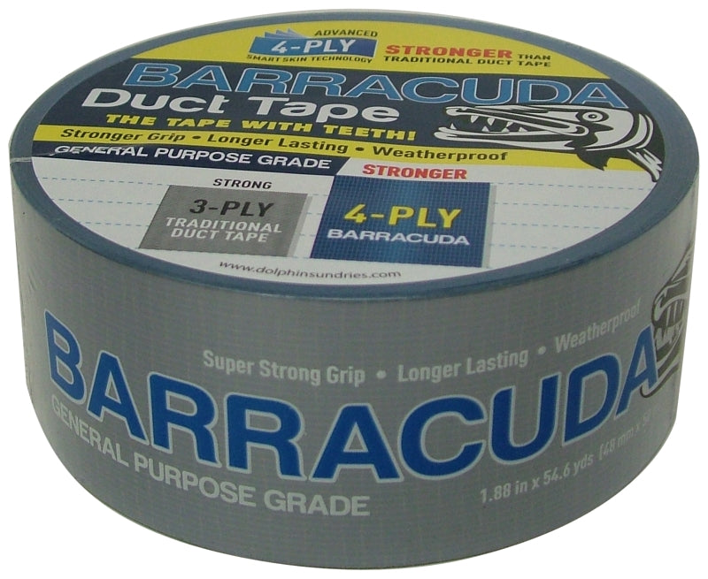 Blue Dolphin TP DUCT BARA BLU Duct Tape, 54.6 yd L, 1.88 in W, Blue/Silver