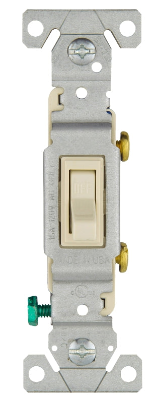 Eaton Wiring Devices 1301-7LA Toggle Switch, 1-Poles, Light Almond, 15 A, 120 V, Polycarbonate Housing Material, Pack of 10