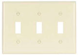 Eaton Wiring Devices 2141LA-BOX Wallplate, 4-1/2 in L, 3-3/8 in W, 3 -Gang, Thermoset, Light Almond, High-Gloss