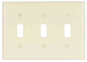 Eaton Wiring Devices 2141LA-BOX Wallplate, 4-1/2 in L, 3-3/8 in W, 3 -Gang, Thermoset, Light Almond, High-Gloss