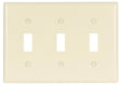 Eaton Wiring Devices 2141LA-BOX Wallplate, 4-1/2 in L, 3-3/8 in W, 3 -Gang, Thermoset, Light Almond, High-Gloss