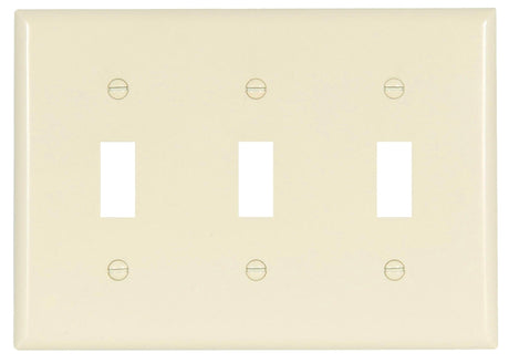 Eaton Wiring Devices 2141LA-BOX Wallplate, 4-1/2 in L, 3-3/8 in W, 3 -Gang, Thermoset, Light Almond, High-Gloss