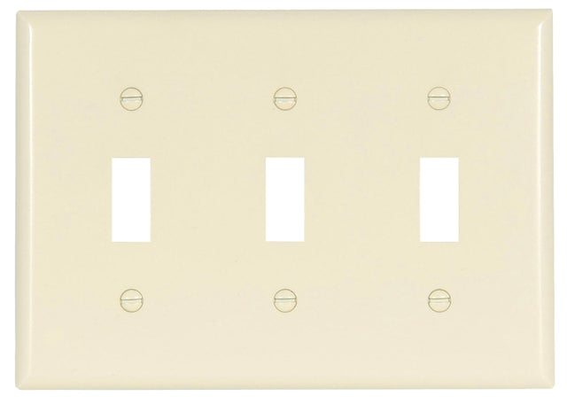 Eaton Wiring Devices 2141LA-BOX Wallplate, 4-1/2 in L, 3-3/8 in W, 3 -Gang, Thermoset, Light Almond, High-Gloss