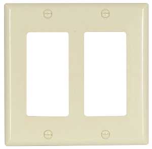 Eaton Wiring Devices 2152LA-BOX Wallplate, 4-1/2 in L, 4.56 in W, 2 -Gang, Thermoset, Light Almond, High-Gloss