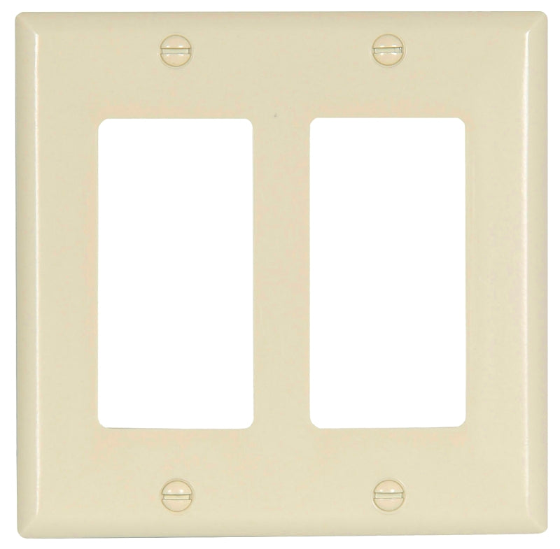 Eaton Wiring Devices 2152LA-BOX Wallplate, 4-1/2 in L, 4.56 in W, 2 -Gang, Thermoset, Light Almond, High-Gloss