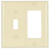 Eaton Wiring Devices 2153LA-BOX Combination Wallplate, 4-1/2 in L, 4-9/16 in W, 2 -Gang, Thermoset, Light Almond