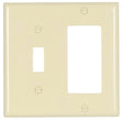 Eaton Wiring Devices 2153LA-BOX Combination Wallplate, 4-1/2 in L, 4-9/16 in W, 2 -Gang, Thermoset, Light Almond