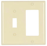 Eaton Wiring Devices 2153LA-BOX Combination Wallplate, 4-1/2 in L, 4-9/16 in W, 2 -Gang, Thermoset, Light Almond