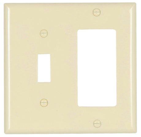 Eaton Wiring Devices 2153LA-BOX Combination Wallplate, 4-1/2 in L, 4-9/16 in W, 2 -Gang, Thermoset, Light Almond