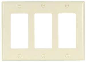 Eaton Cooper Wiring 2163 2163LA-BOX Wallplate, 4-1/2 in L, 6.37 in W, 3 -Gang, Thermoset, Light Almond, High-Gloss