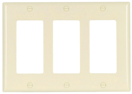 Eaton Cooper Wiring 2163 2163LA-BOX Wallplate, 4-1/2 in L, 6.37 in W, 3 -Gang, Thermoset, Light Almond, High-Gloss