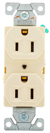 Eaton Wiring Devices BR15LA Duplex Receptacle, 2 -Pole, 15 A, 125 V, Back, Side Wiring, NEMA: 5-15R, Light Almond, Pack of 10