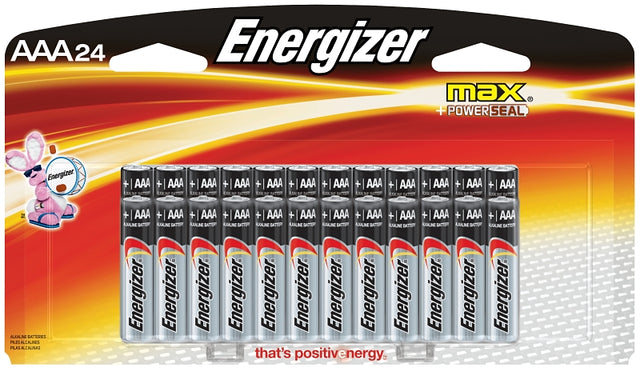 Energizer E92BP-24 Battery, 1.5 V Battery, 1250 mAh, AAA Battery, Alkaline, Manganese Dioxide, Zinc