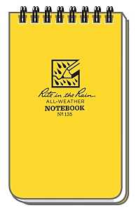 Rite in the Rain 135 Pocket Notebook, 3 x 5 in Sheet, 50-Sheet, White Sheet, Top Spiral Binding