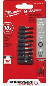 Milwaukee 48-32-4616 Insert Bit Set, 9-Piece, Steel, Pack of 3