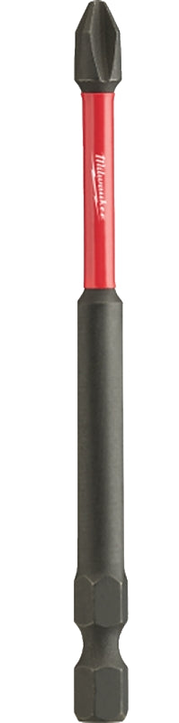 Milwaukee SHOCKWAVE 48-32-4791 Power Bit, #2 Drive, Phillips Drive, 1/4 in Shank, Hex Shank, 3-1/2 in L, Steel, Pack of 25