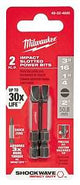 Milwaukee SHOCKWAVE 48-32-4920 Power Bit, 3/16, 1/4 in Drive, Slotted Drive, 1/4 in Shank, Hex Shank, 2 in L