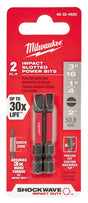 Milwaukee SHOCKWAVE 48-32-4920 Power Bit, 3/16, 1/4 in Drive, Slotted Drive, 1/4 in Shank, Hex Shank, 2 in L