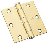 National Hardware 179 Series N236-116 Standard Weight Template Hinge, 3-1/2 in H Frame Leaf, Steel, Satin Brass, 80 lb