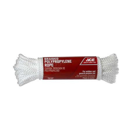 Ace 1/4 in. D X 50 ft. L White Diamond Braided Poly Rope, Pack of 6