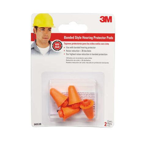 3M 28 dB Polyurethane Foam Band Earplugs Orange 2 pair