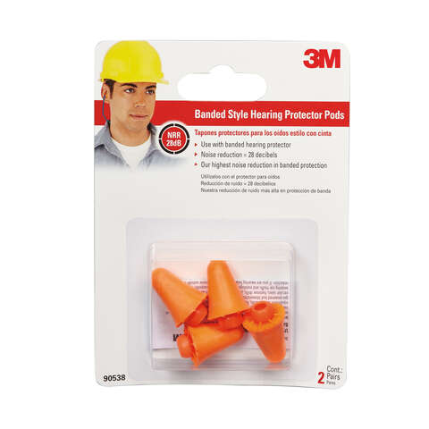 3M 28 dB Polyurethane Foam Band Earplugs Orange 2 pair