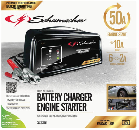 Schumacher SC1361 Battery Charger, 12 V Output, 2, 10, 50 A Charge