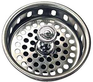 Danco 80900 Basket Strainer with Drop Center Post, 3-3/4 in Dia, Stainless Steel, Chrome, For: 3-3/4 in Opening Sink