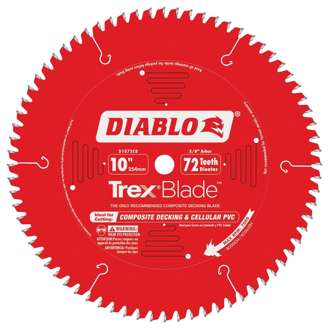 Diablo D1072CD Circular Saw Blade, 10 in Dia, 5/8 in Arbor, 72-Teeth, Carbide Cutting Edge