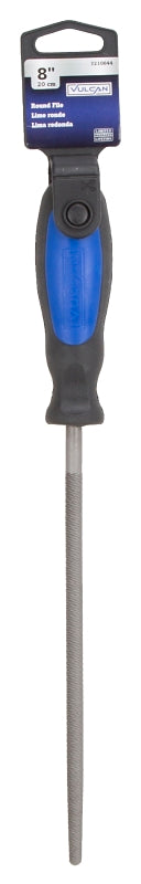 Vulcan JL-F006 File, Round Profile, Mill, Round Pattern, Single Cut Cut, 3/8 in W Blade, Cushion-Grip Handle