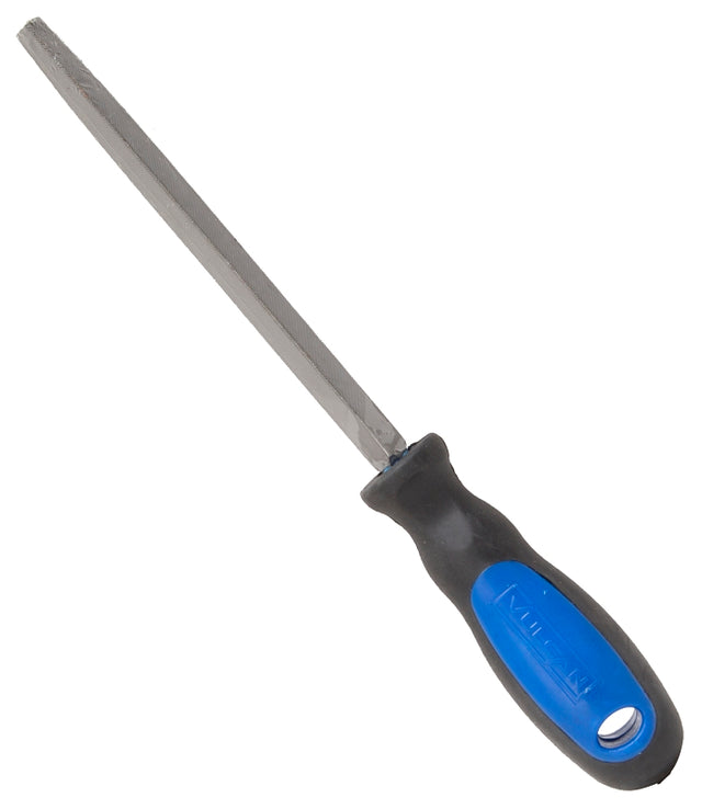 Vulcan JL-F007 File W/Rubber Grip Handle, Triangle Profile, Taper Pattern, Double Cut Cut, 6 in L Blade, 3/8 in W Blade