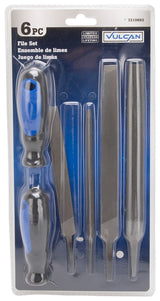 Vulcan JL-FS-6PCS-2 File Set, 6-Piece, Blade: Steel Handle: PP + TPR, Blue & Black (Handle)