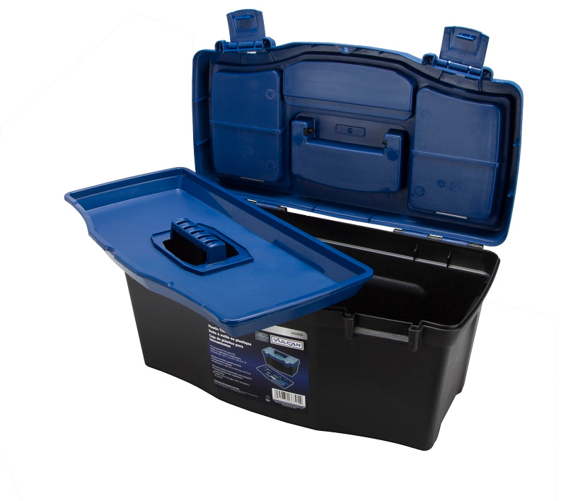 Vulcan 320100 Tool Box, 17-7/8 in L x 8-3/4 in W x 6-1/2 in H, Plastic, Black/Blue, 7-Compartment