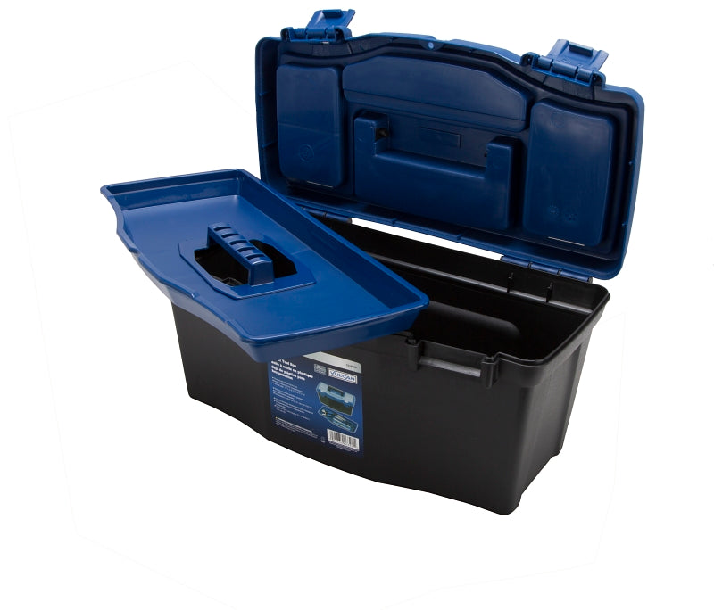 Vulcan 320101 Tool Box, 15 in L x 7 in W x 5-1/4 in H, Plastic, Black/Blue, 16 in L x 8-1/4 in W x 7-3/4 in H Outside