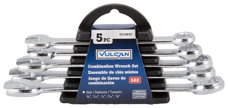 Vulcan JL16061 Combination Wrench Set, 5-Piece, Steel, Chrome, Silver