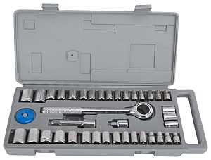 Vulcan TG040-2 Socket Set, Carbon Steel, Chrome, Silver