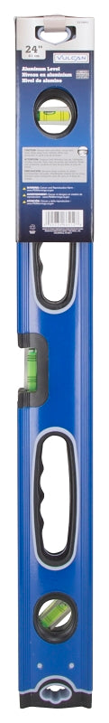 Vulcan JL-LV24 Level Box, 24 in L, 3-Vial, 2-Hang Hole, Non magnetic, Aluminum, Blue