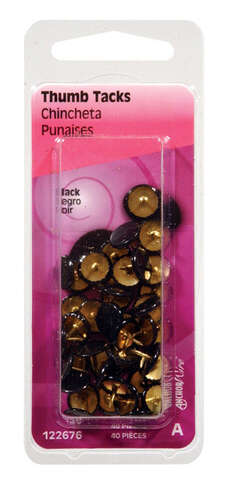 Hillman Black Push Pins 40 pk, Pack of 6