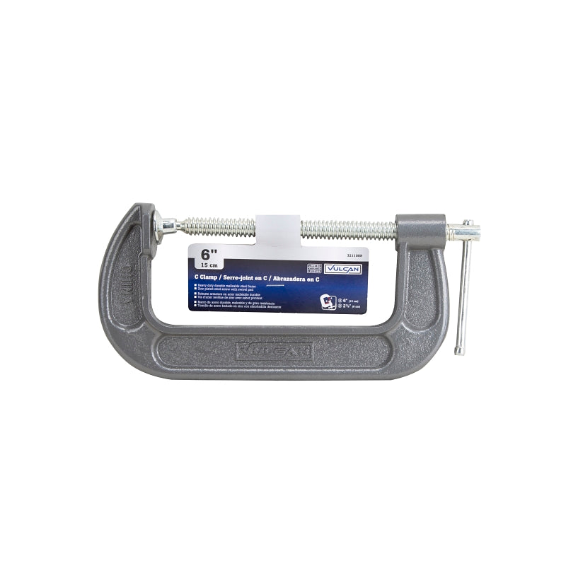 Vulcan JL27365 C-Clamp, 6 in Max Opening Size, 2-3/8 in D Throat, Steel Body, Gray Body