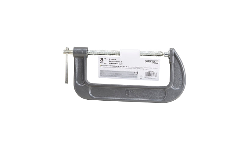 Vulcan JLO-058 C-Clamp, 8 in Max Opening Size, 3-1/8 in D Throat, Steel Body, Gray Body